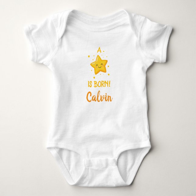 Personalized A Star Is Born, Custom Unisex  Baby Strampler (Vorderseite)