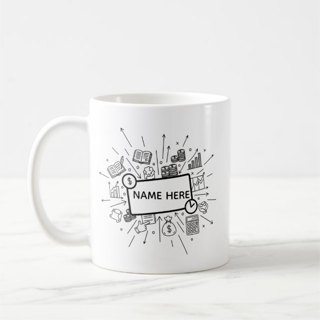 Personalized Accountant Name Minimalist Finance Kaffeetasse (Links)