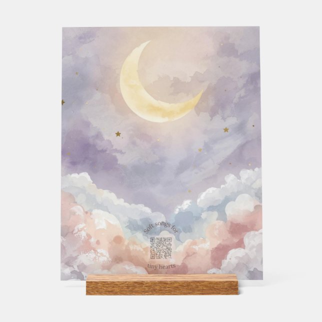 Personalized Acrylic Nursery Sign | Pastel Moon Acrylschild (Vorderseite)