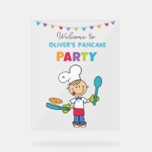 Personalized Acrylic Sign for Kids Pancake Party