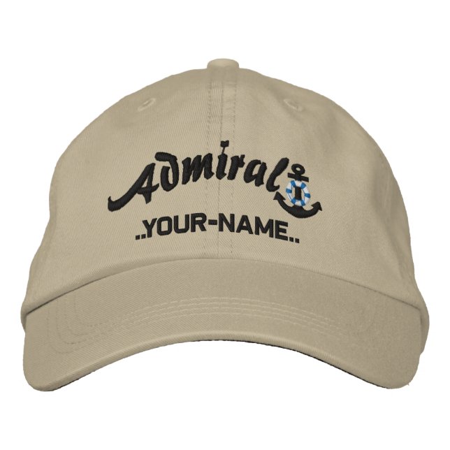Personalized Admiral Lifesaver Anchor Name Black Bestickte Baseballkappe (Vorderseite)