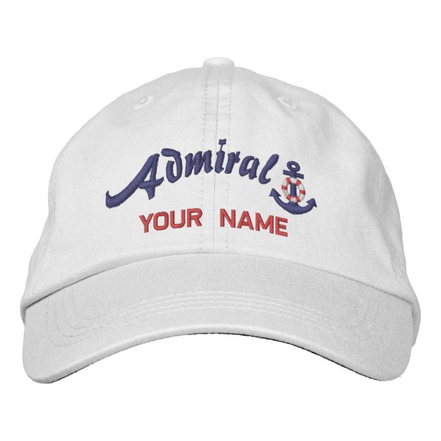 Personalized Admiral Lifesaver Anchor Your Name Bestickte Baseballkappe (Vorderseite)
