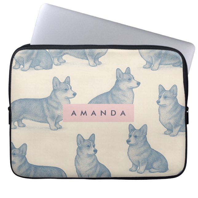Personalized Adorable Corgi Pattern Laptopschutzhülle (Vorderseite)