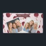 Personalized Aesthetic Cherry Pattern Name Gift Schreibtischunterlage<br><div class="desc">This collection of adorable cherry patterns is one of those small, everyday pleasures that just make people smile. This design is whimsical, cozy, and effortlessly fashionable with its soft pink backdrop, strewn cherries, and personalized name accents. It's the kind of pattern that makes a desk, a purse, or a comfortable...</div>