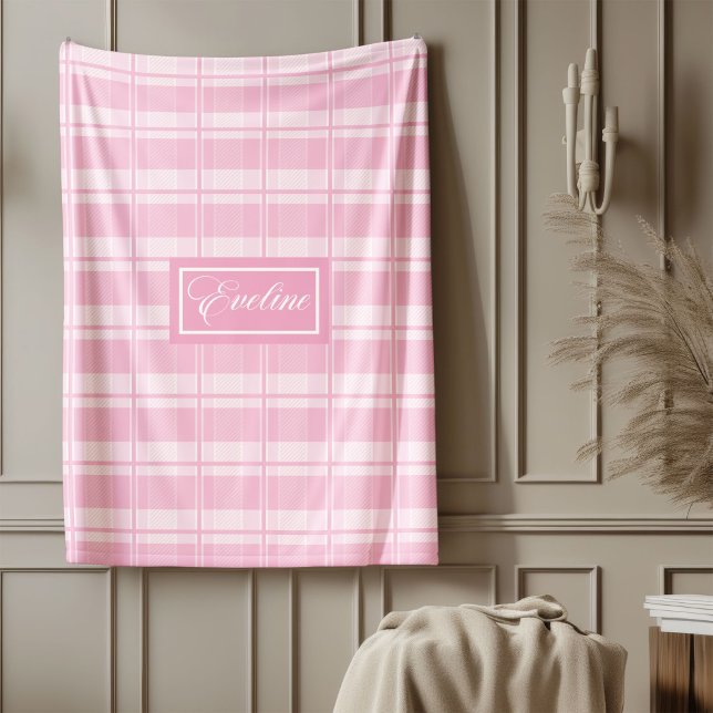 Personalized Aesthetic Throw Pink Tartan Comfort Fleecedecke (Personalized Aesthetic Throw Pink Tartan Comfort)