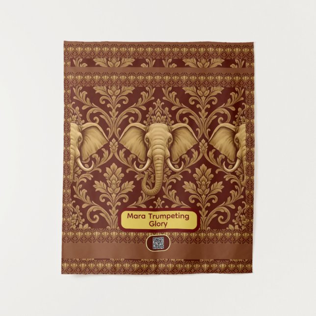Personalized African: Elephant Mara Glory | Luxury Wandteppich (Vorderseite)