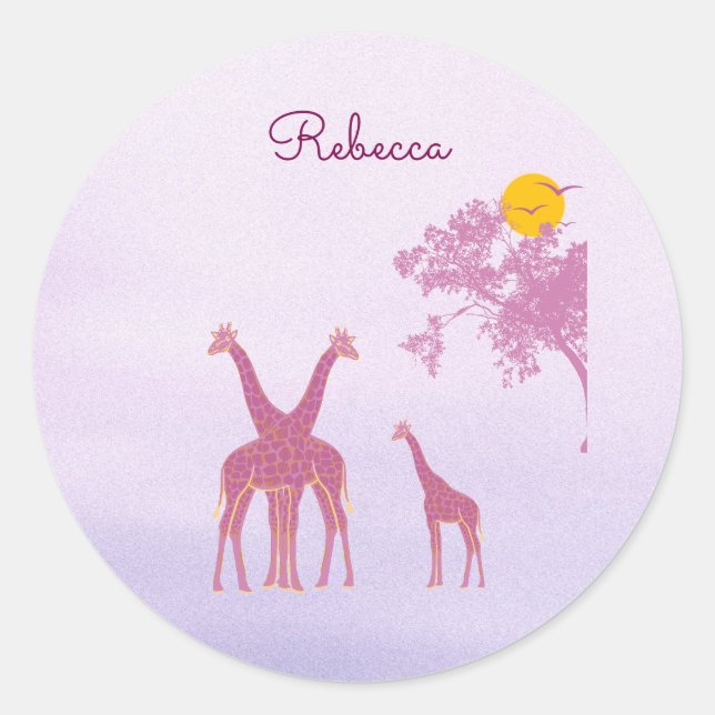 Personalized African Safari  Runder Aufkleber (Vorderseite)