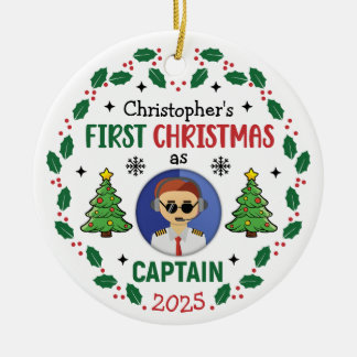 Personalized Airline Captain Custom Name Christmas Keramik Ornament