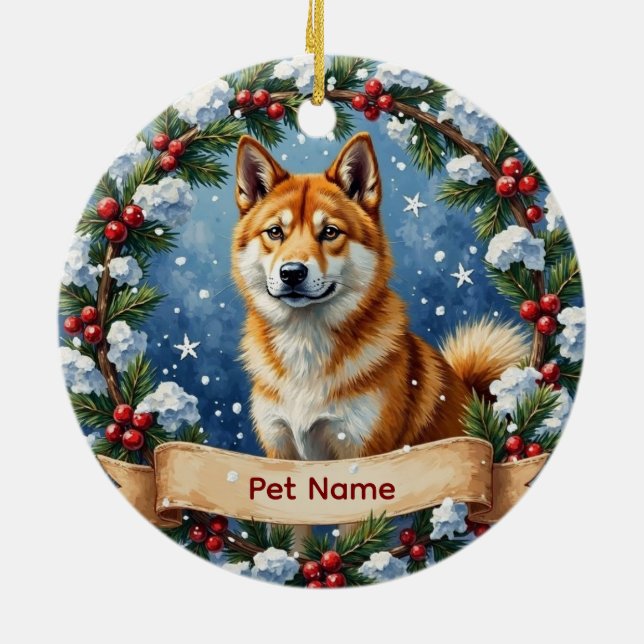 Personalized Akita Christmas Keramik Ornament (Hinten)