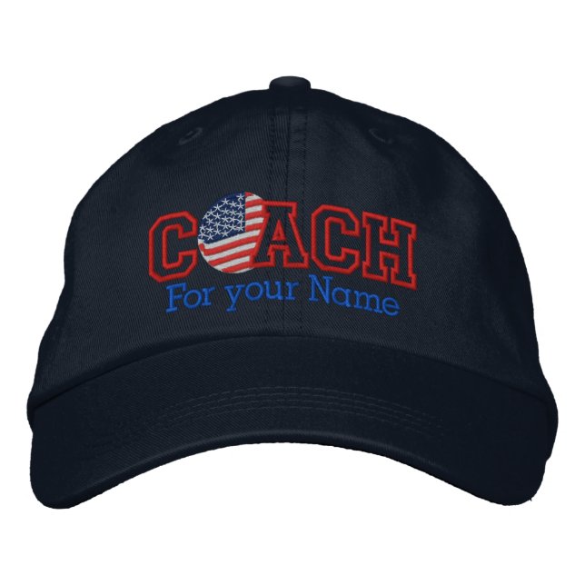 Personalized American Coach with your name Bestickte Baseballkappe (Vorderseite)