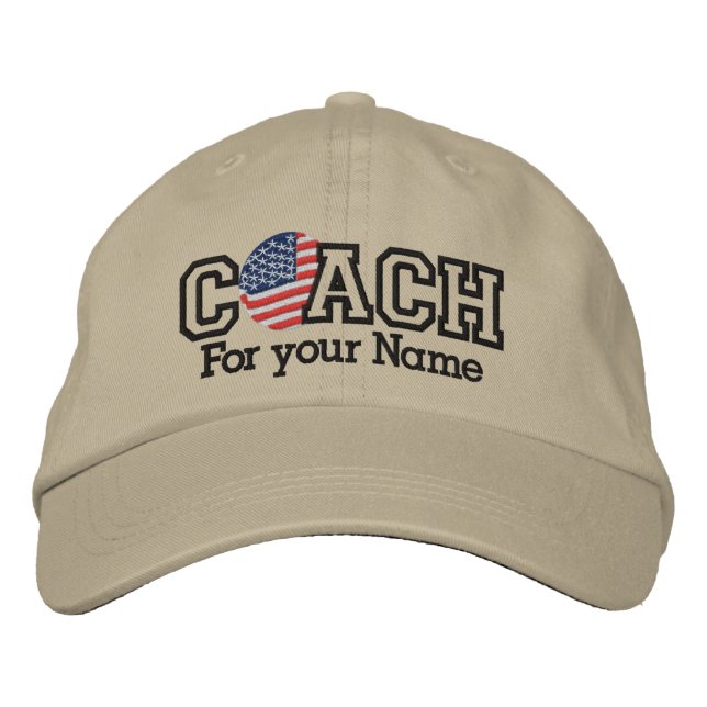 Personalized American Coach with your name Bestickte Kappe (Vorderseite)