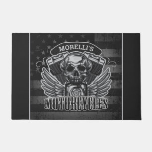 Personalized American Flag Biker Skull Motorcycle Fußmatte