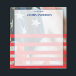 Personalized American Flag Patriotic USA Notizblock<br><div class="desc">Personalized American Flag Patriotic USA Gifts! Celebrate pride, freedom, and unity with this American Patriotic USA design. Inspired by the spirit of the United States, this design reflects love for the country, national pride, and the values of liberty and independence. Perfect for national holidays, patriotic events, family gatherings, or everyday...</div>