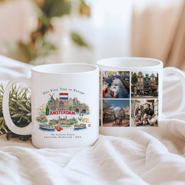 Personalized Amsterdam Travel Photo Mug (Créateur téléchargé)