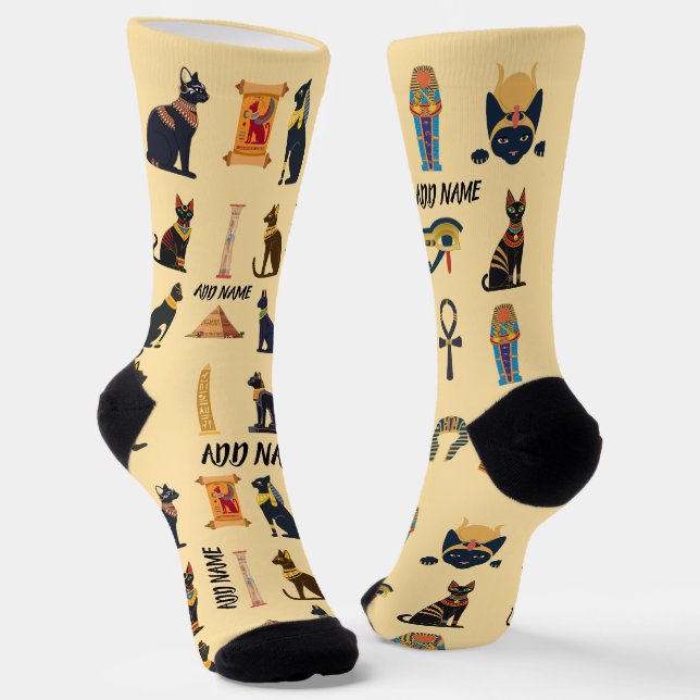 Personalized Ancient Egyptian Cat Socks & Pyramids Socken (Gewinkelt)
