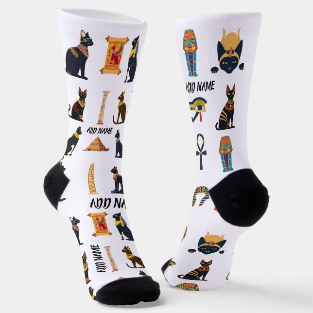 Personalized Ancient Egyptian Cat Socks & Pyramids Socken (Gewinkelt)