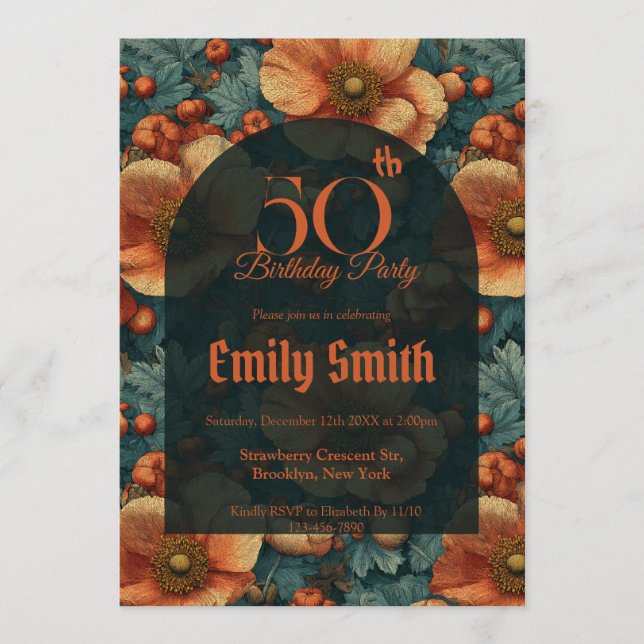 Personalized Anemones Fantasy 60Th Birthday Einladung (Vorderseite)