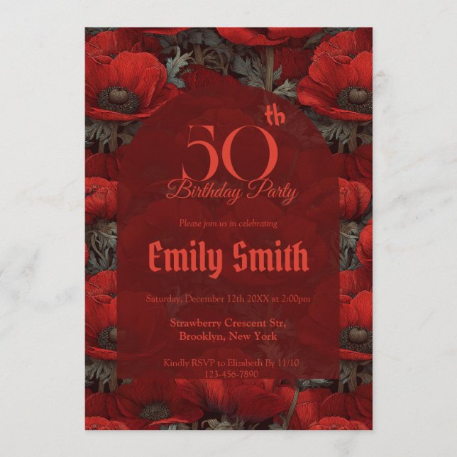 Personalized Anemones Luxury Summer Party Einladung (Vorderseite)