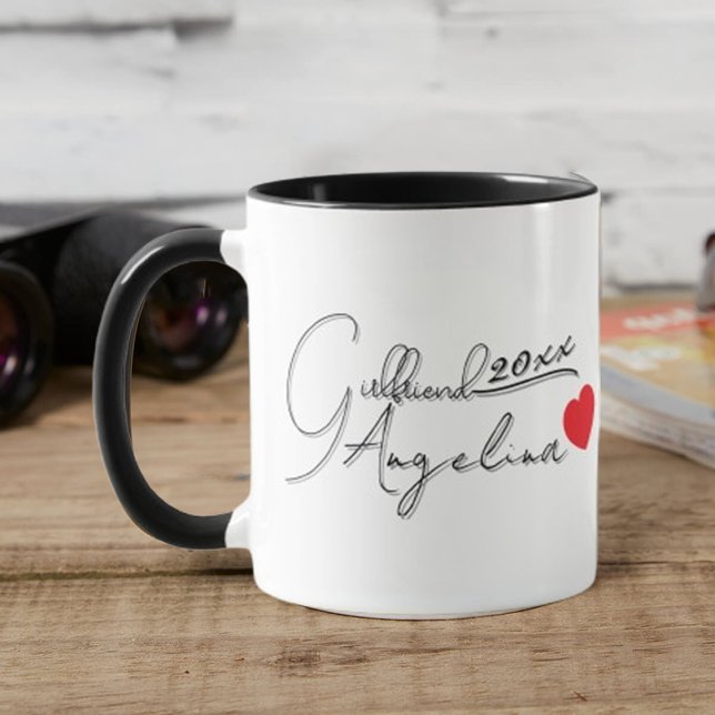 Personalized Angelina Name Girlfriend Red Hearts  Tasse (Von Creator hochgeladen)