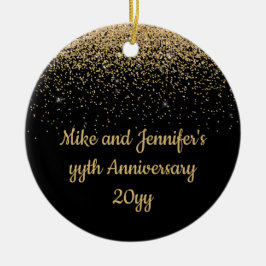 Personalized Anniversary Gift Black Gold Present Keramik Ornament