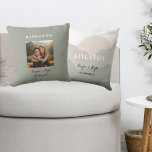 Personalized Anniversary Photo Keepsake   Kissen<br><div class="desc">This earth tone personalizable photo pillow is perfect for anniversary, newlyweds, and engagement gifts. To make this your own, select the "personalize this template" and type in your personal information and add your photo. The coordinating personalized watercolor pillow can be found at the following link: https://www.zazzle.com/script_boho_watercolor_mountain_keepsake_pillow-256750056913582771 If you have questions...</div>