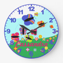 Personalized ANY NAME Butterfly Clock with Numbers