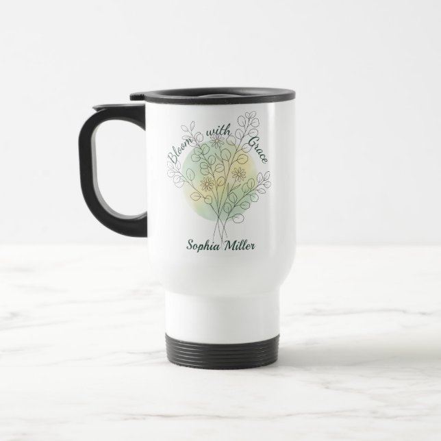 Personalized April Birth Flower Daisy Custom Name Reisebecher (Links)