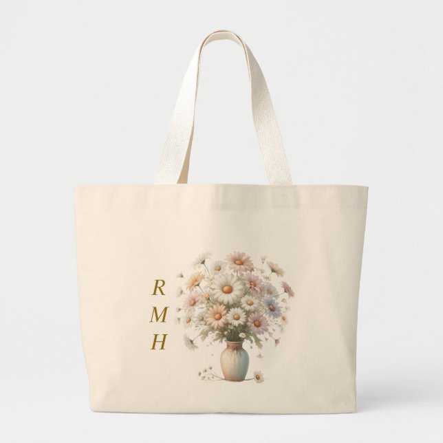 Personalized April Daisy Tote Bag Jumbo Stoffbeutel (Vorne)