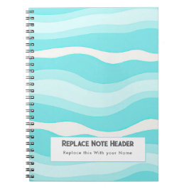 Personalized Aqua and White Wave Patterned  Notizblock