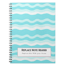 Personalized Aqua and White Wave Patterned  Notizblock