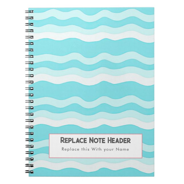 Personalized Aqua and White Wave Patterned  Notizblock (Vorderseite)