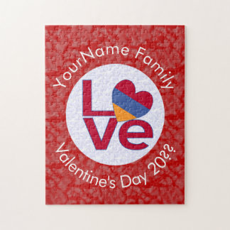 Personalized Armenian Red Letters LOVE Flag