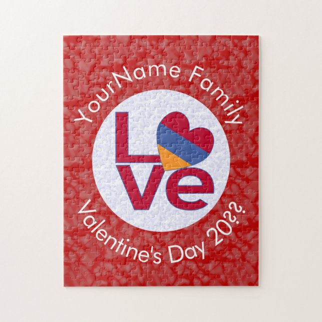 Personalized Armenian Red Letters LOVE Flag (Vertikal)