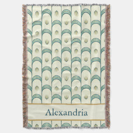 Personalized Art Deco Teal & Gold Geometric Decke