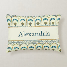 Personalized Art Deco Teal & Gold Geometric Dekokissen