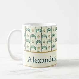 Personalized Art Deco Teal & Gold Geometric Kaffeetasse
