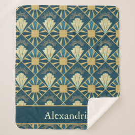 Personalized Art Deco Teal & Gold Geometric Name  Sherpadecke