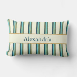 Personalized Art Deco Teal & Gold Stripes Lendenkissen
