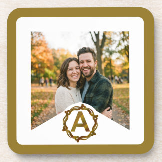 Personalized Artisan Monogram A | Wood Frame Getränkeuntersetzer