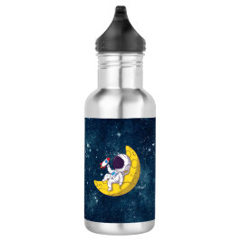 Personalized Astronaut on Moon with Rocket Edelstahlflasche