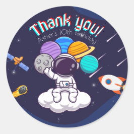 Personalized Astronaut Party Thank-You Runder Aufkleber