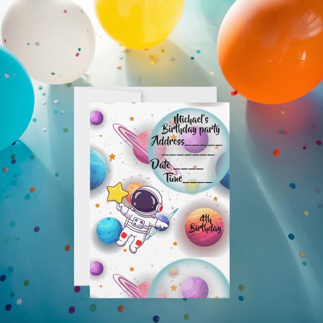 Personalized Astronaut & Planets Party Invitation (Créateur téléchargé)