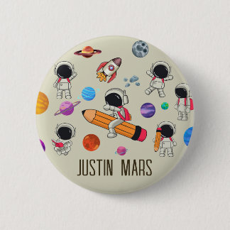 Personalized Astronauts and Planets Back to School Button