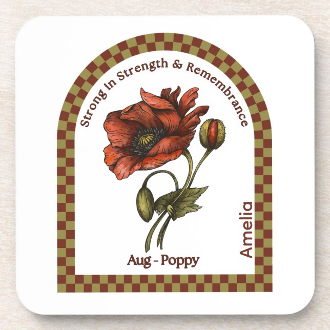Personalized August Birth Month Flower Coaster Getränkeuntersetzer (Vorderseite)