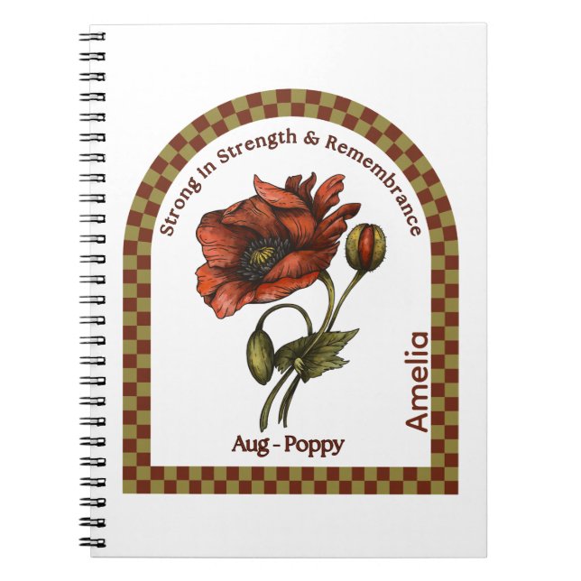 Personalized August Birth Month Flower Notebook Notizblock (Vorderseite)