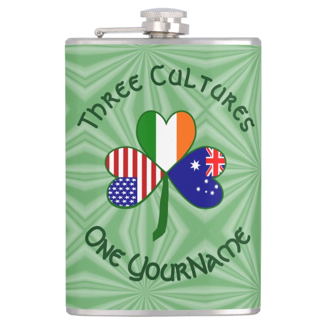 Personalized Australia Ireland USA Shamrock Large Flachmann (Vorderseite)