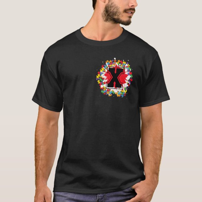 Personalized Autism Awareness Initial X Letter Mon T-Shirt (Vorderseite)
