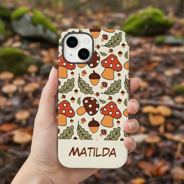 Personalized Autumn Mushroom & Acorn Phone Case (Von Creator hochgeladen)