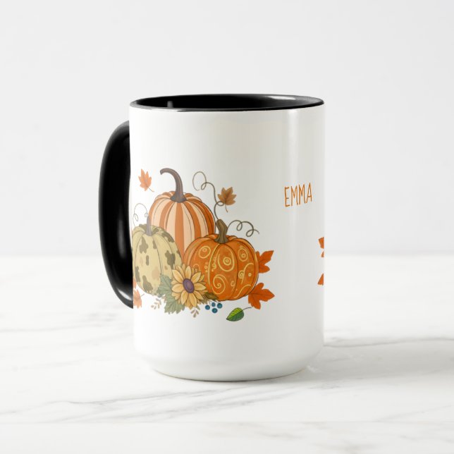 Personalized Autumn Pumpkin Patch Custom Name Mug Tasse (Vorderseite Links)