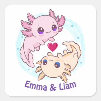 Personalized Axolotl Couple Valentine Sticker
